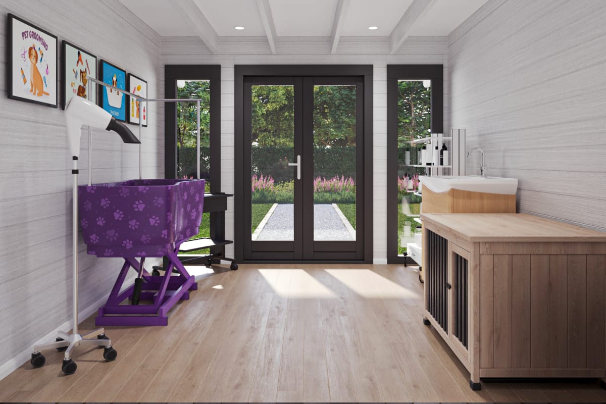 Dog grooming business inside a summer house