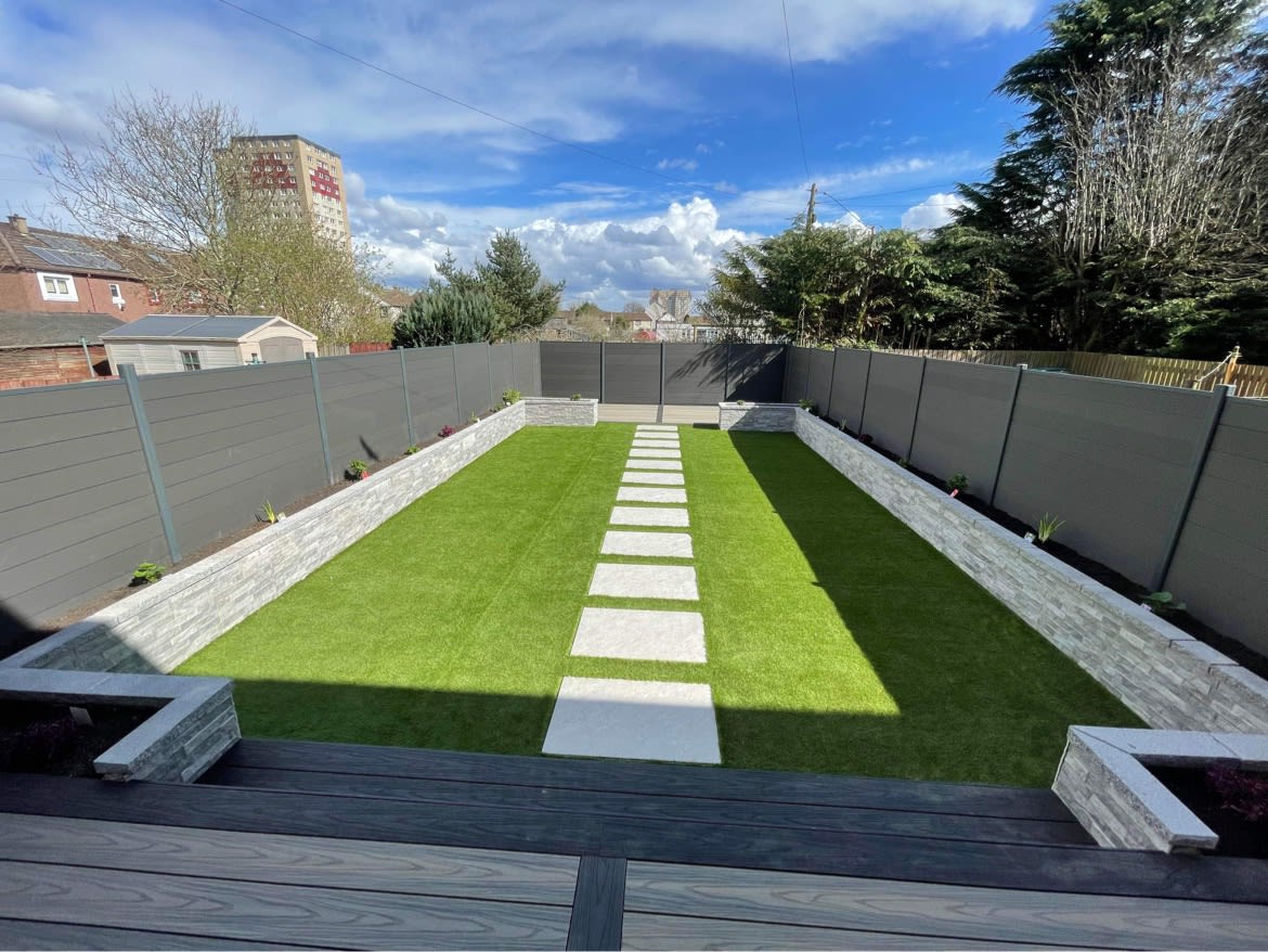 Garden at the back of a new build house