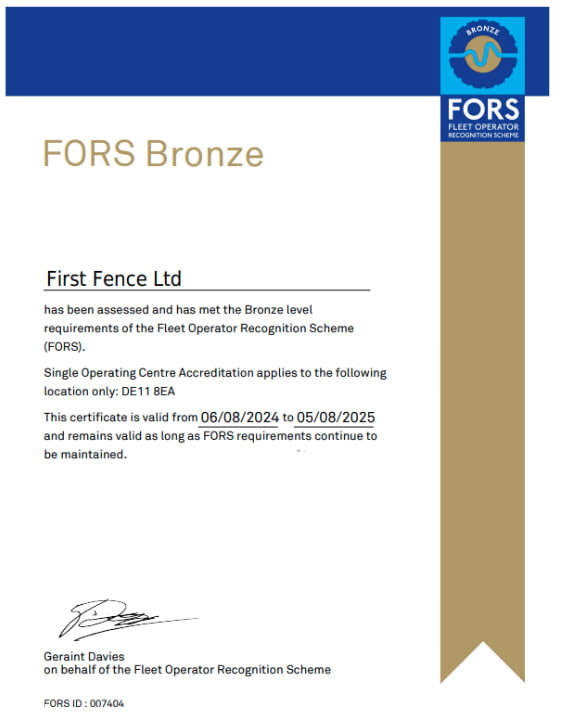 FORS Bronze Certificate