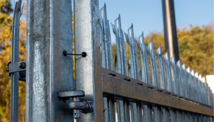 Palisade fencing and gate