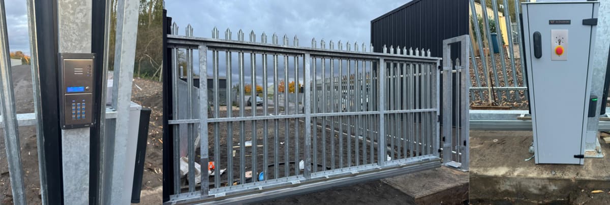 Palisade cantilever gate and audio intercom systems