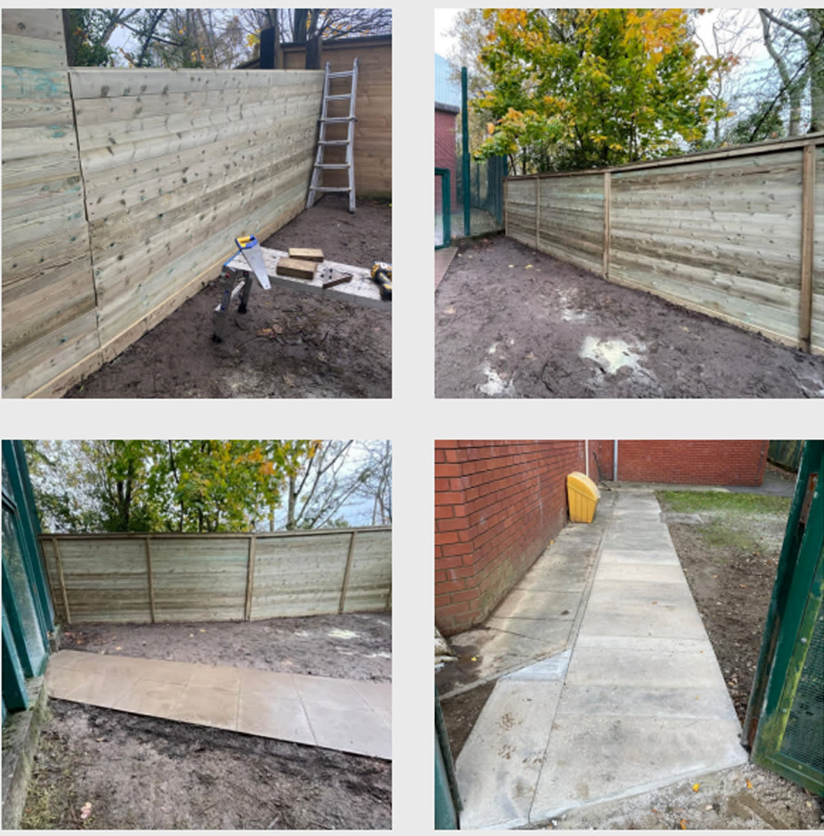 College of images showing timber acoustic fencing installation