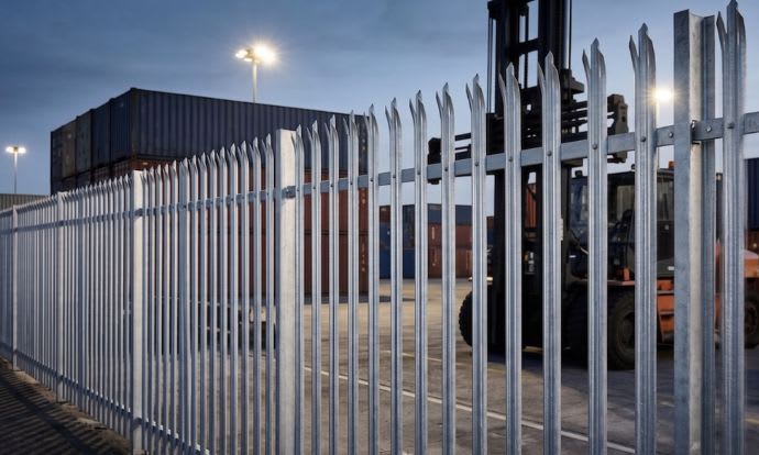 Palisade fencing installed at a warehouse