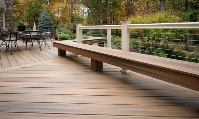 Composite decking installed in a garden