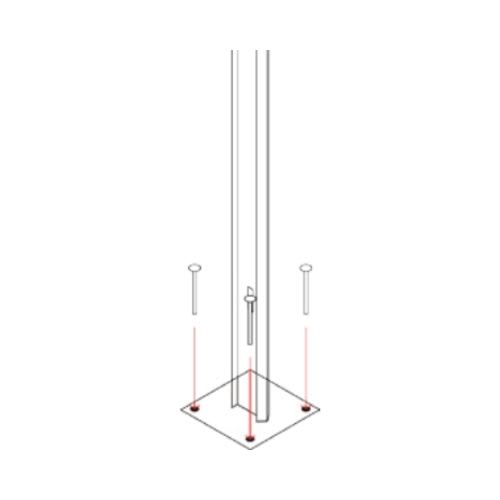 An illustration of a bolt down post being fix in place with ground anchors