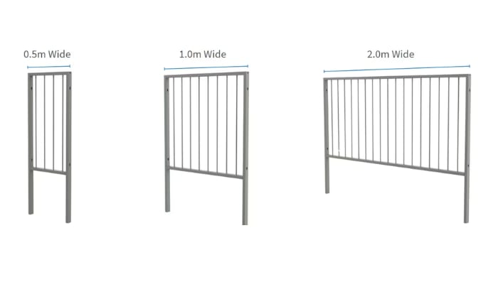 Width options of pedestrian guardrails