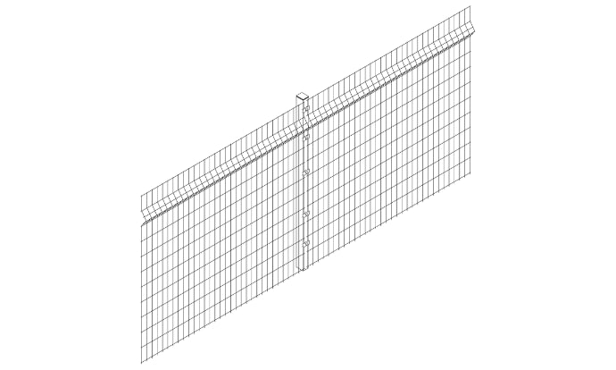 Illustration of a finished installation of a v mesh panel