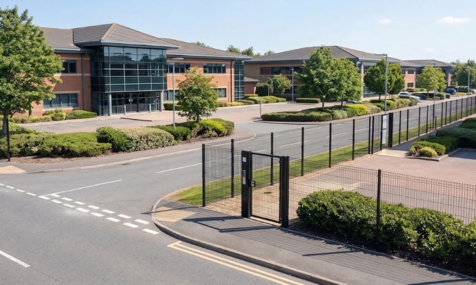 Mesh fencing installed outside a commercial property