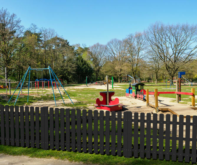 Recycled Plastic Picket Pale Fencing installed around playground
