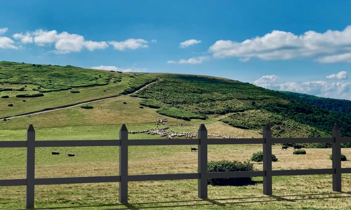 Mortised Post and Rail Fencing installed in the countryside