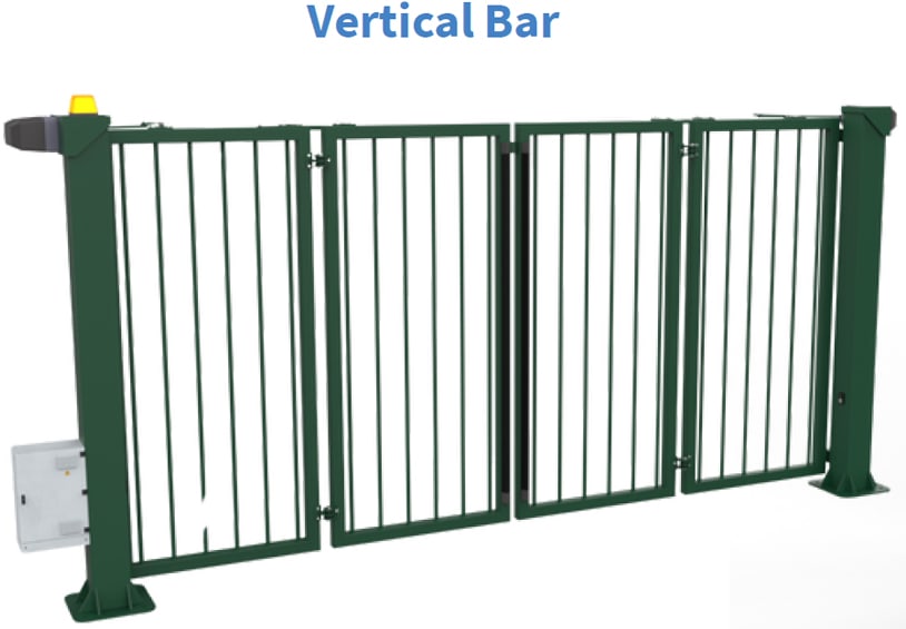 Vertical bar bi-fold gate