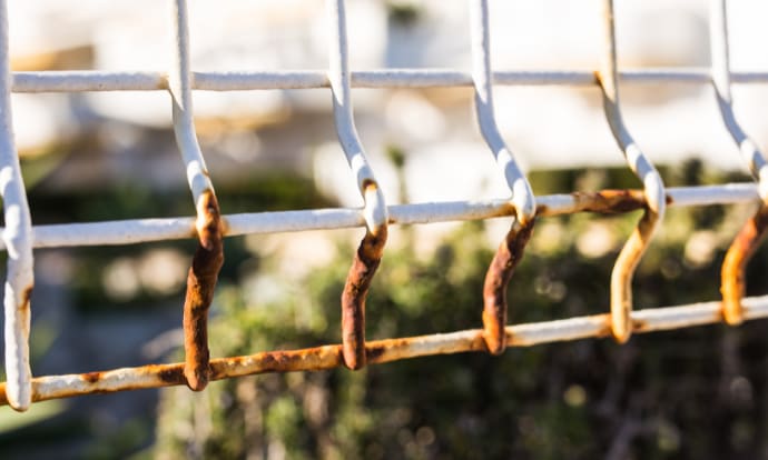 Rust on a mesh fence