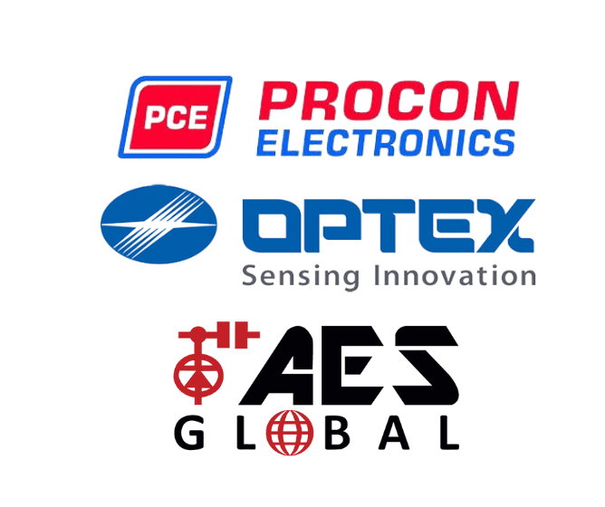 Logos: Procon Electronics, Optex, AES Global