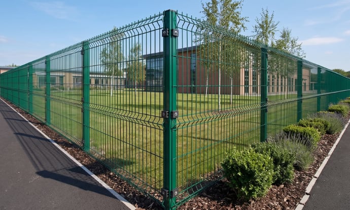 V mesh fencing installed outside a commercial property