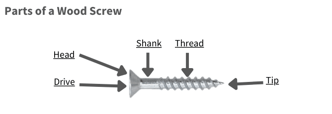 Parts of a wood screw