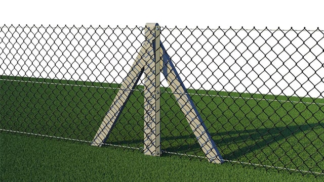 Chain link fencing with concrete posts 