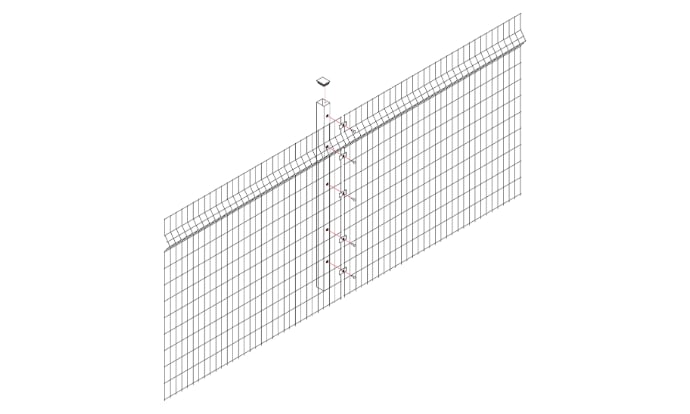 Illustration of a v mesh panel being installed