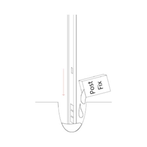 An illustration of a dig in post being set with post mix