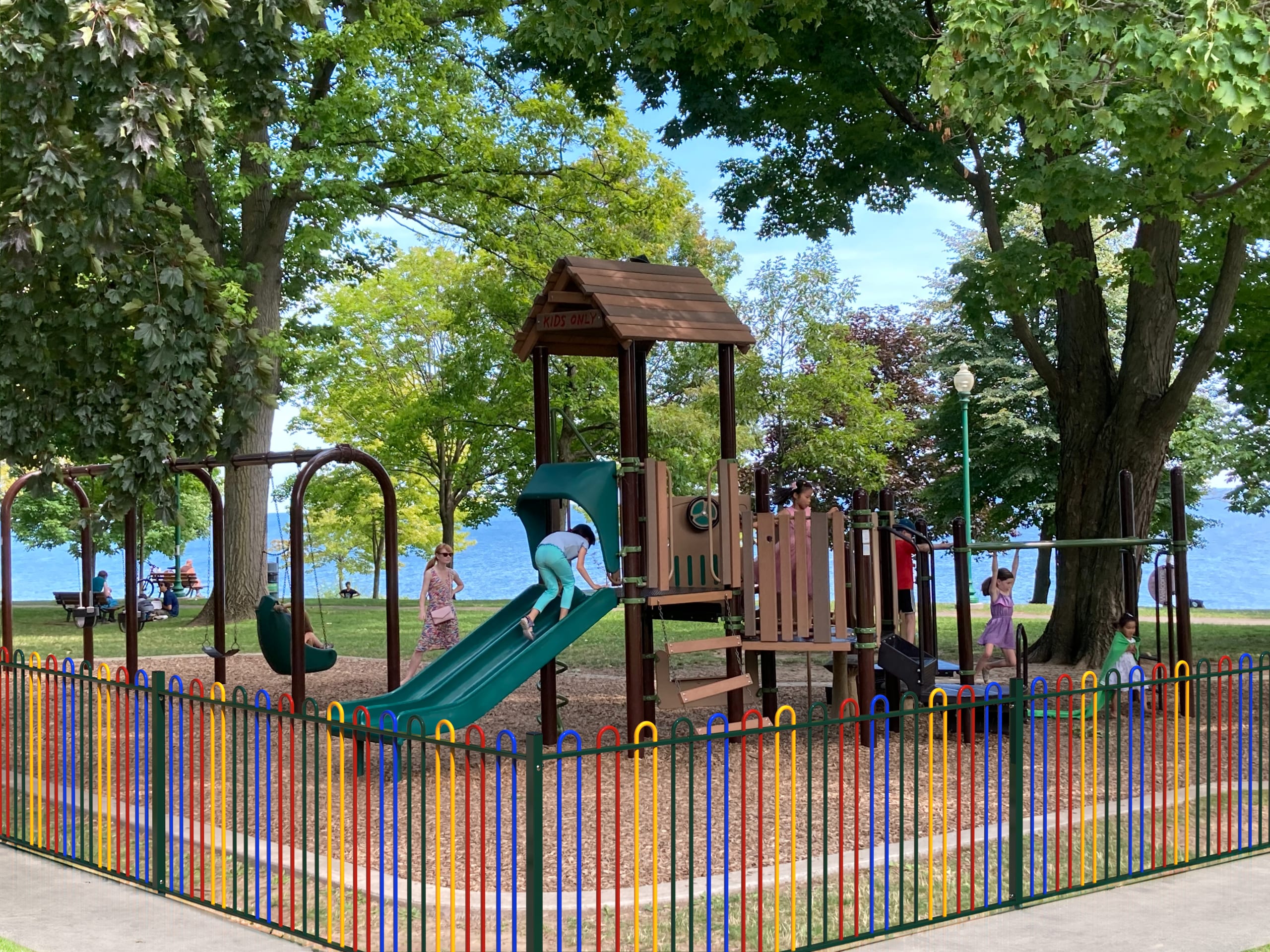 Multicoloured EnviroRail Playground Railings around a play park