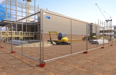 SemPerFix attached to temporary fencing panels at construction site