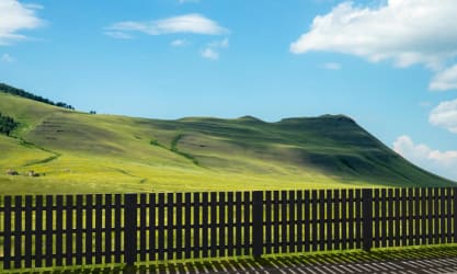 Recycled plastic fencing installed in a rural area