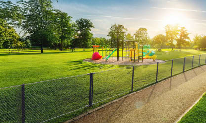 Park with chain link fencing around it