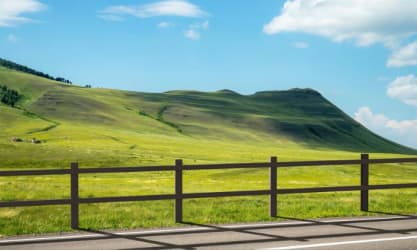 Post and rail fencing installed in the countryside