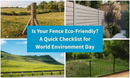 College of fencing with text saying Is Your Fencing Eco-Friendly? A Quick Checklist for World Environment Day