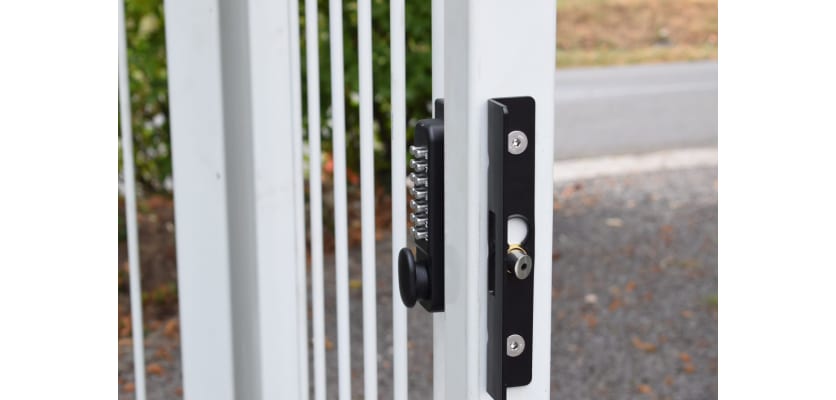 Double Sided Digital Lock installed on a Mesh Gate