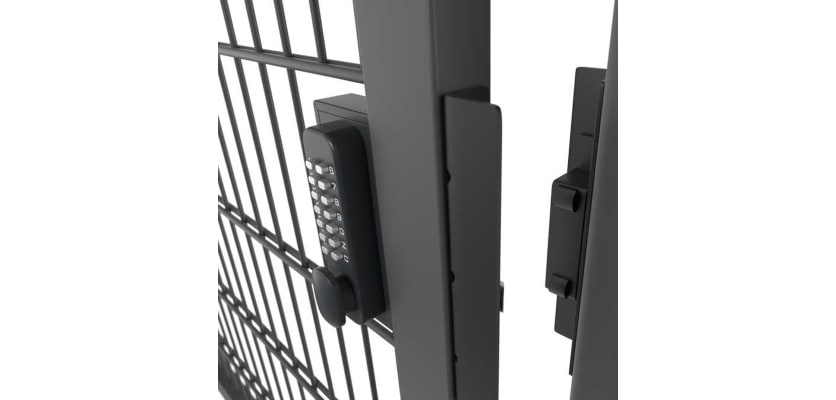 Double Sided Digital Lock installed on a Mesh Gate