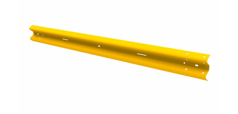 1.6 metre long corrugated armco rail with yellow powder coated finish