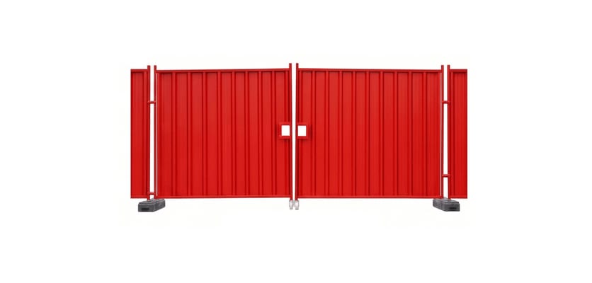 Red steel hoarding vehicle gate
