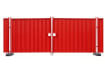 Red steel hoarding vehicle gate