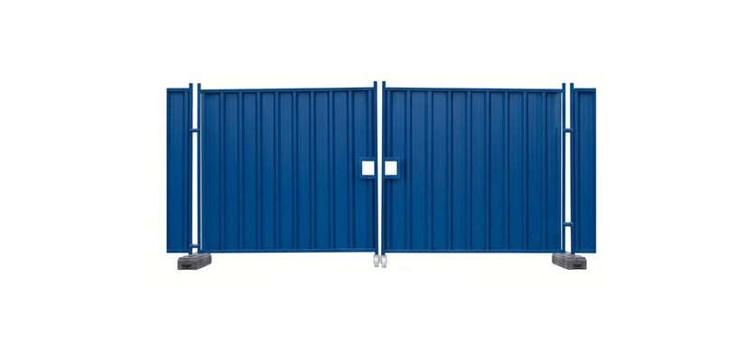 Blue steel hoarding vehicle gate