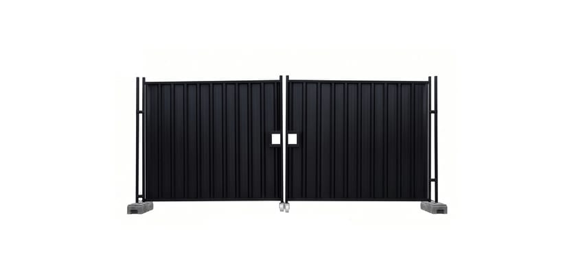 Black steel hoarding vehicle gate