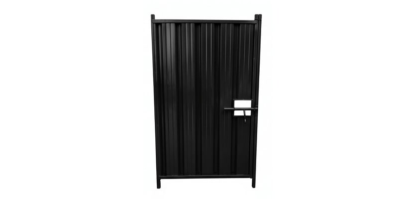 Black steel hoarding pedestrian gate