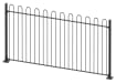 Black  2.1m High Bow Top Railings With Bolt Down Posts