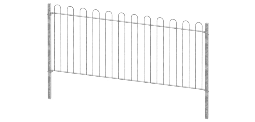Galvanised 2.1m High Bow Top Railings With Dig In Posts