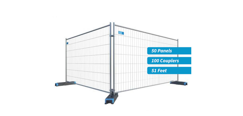 Standard Temporary Fencing 50 Panel Kit With Feet And Couplers