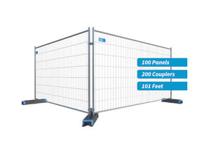 Standard Temporary Fencing 100 Panel Kit With Feet And Couplers