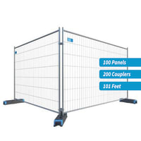 Standard Temporary Fencing 100 Panel Kit With Feet And Couplers