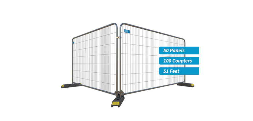 Round Top Temporary Fencing 50 Panel Kit With Feet And Couplers