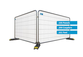Round Top Temporary Fencing 100 Panel Kit With Feet And Couplers