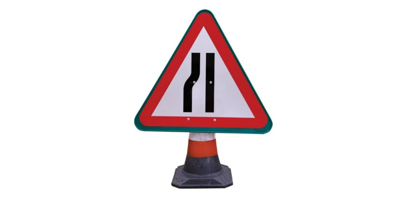 Portacone "Road Narrows Left" Sign