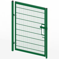 Green 2.4 metre high by 2.0 metre wide single leaf twin mesh gates 