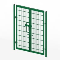 Green 1.8 metre high by 4.0 metre wide double leaf twin mesh gate 