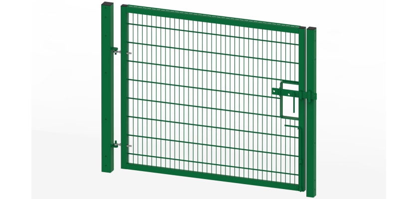 Green 3.0 metre high by 5.0 metre wide single leaf twin mesh gate 