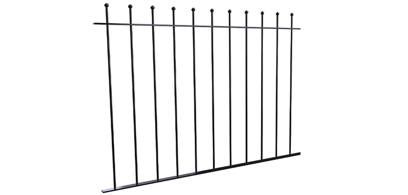 1.0m High Ball Top Railings with Black Powder Coated Finish