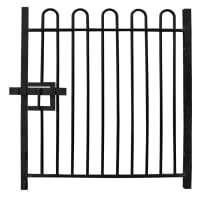 Black 1.0m High Single Leaf Bow Top Railing Gate 