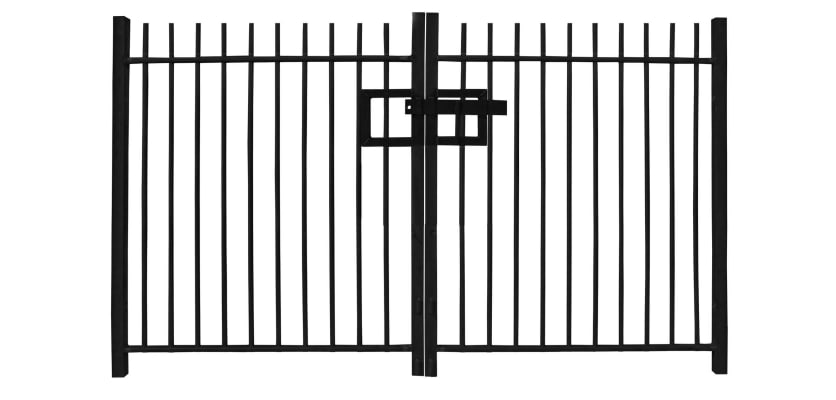 Black 1.0m High Double Leaf Vertical Bar Railing Gate